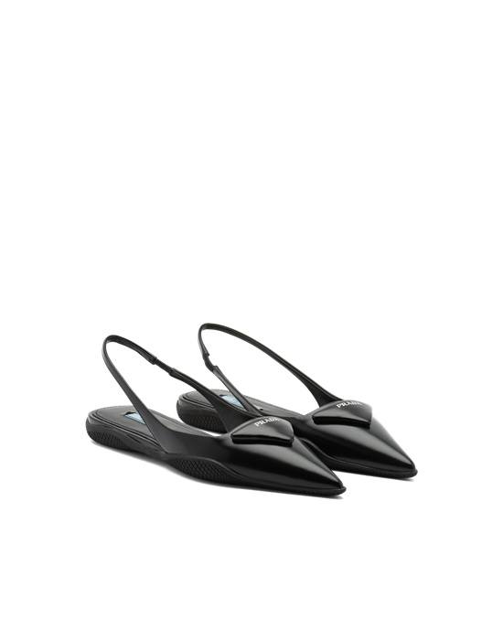 Prada Brushed Bőr Slingback Ballerinas Fekete | ZNPHQA430