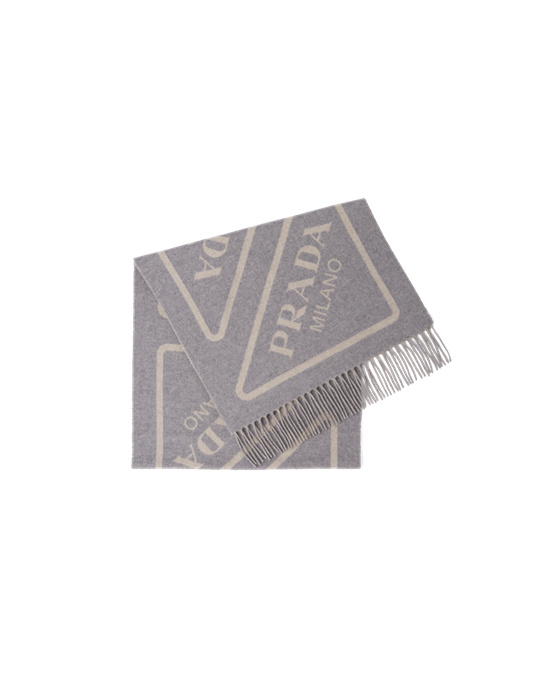 Prada Double Cashmere Scarf Szürke | IXWSAF457