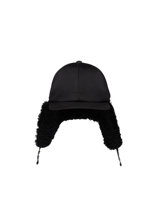 Prada Fur-trimmed Nylon Hat Fekete | NIHLQE371