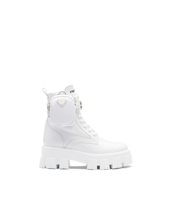 Prada Monolith Bőr And Nylon Fabric Boots Fehér | HCORIY296