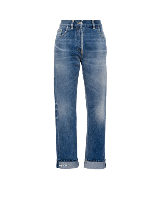 Prada Organic Denim Five-pocket Trousers Sötétkék | EKHIFS659