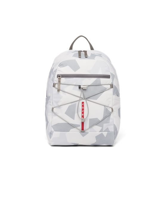 Prada Printed Technical Fabric Backpack Marble Gray | SHLXQF931