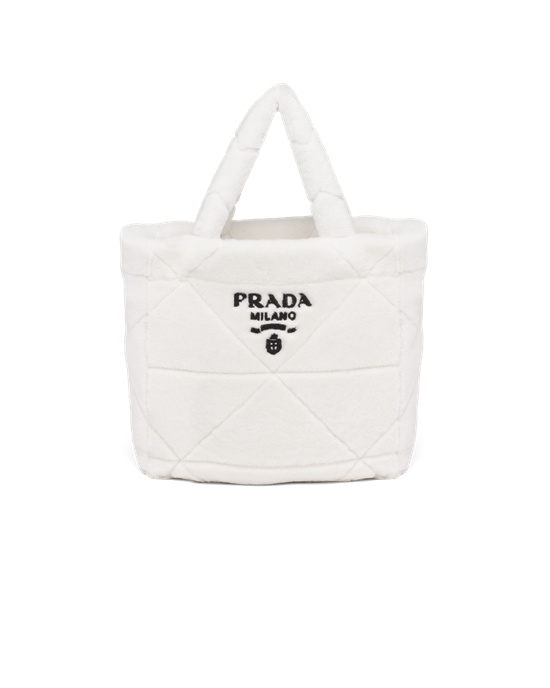 Prada Quilted Shearling Tote Bag Fehér Fekete | WYGXBI092