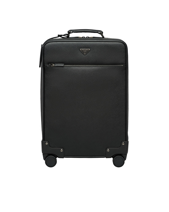 Prada Saffiano Bőr Trolley Fekete | NYZQXR841