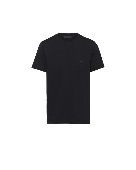 Prada Stretch Pamut T-shirt Fekete | MPNEWL450