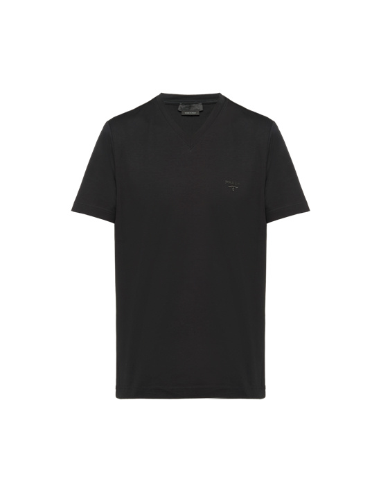 Prada Stretch Pamut T-shirt Fekete | SMUVIL685