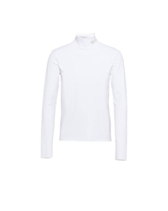 Prada Technical Jersey Mock Turtleneck Fehér | UXBSZK398